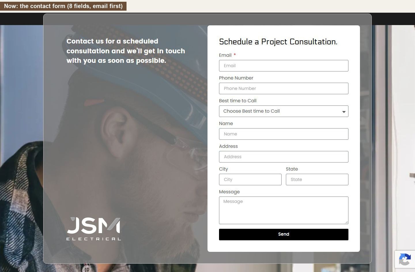 The current contact form