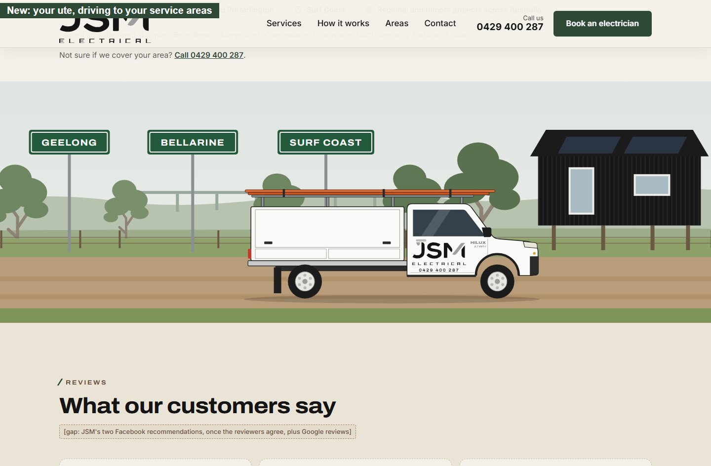 New: your ute, driving to your service areas